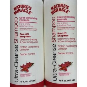 2 Pack LOT of Nature's Miracle ULTRA-Cleanse Dog Shampoo 16oz Honeysuckle Jojoba